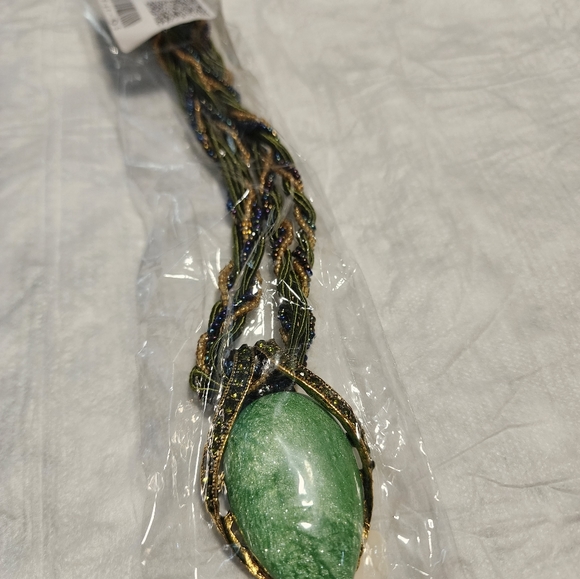 Bohemian Oval Stone Braided Pendant Necklace - Picture 2 of 2